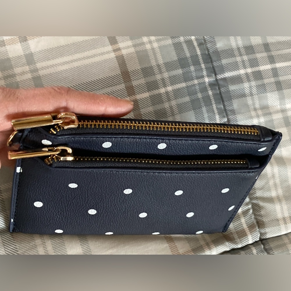 New! “A New Day” Wristlet Style Wallet. Navy with white polkadots by “A New Day”